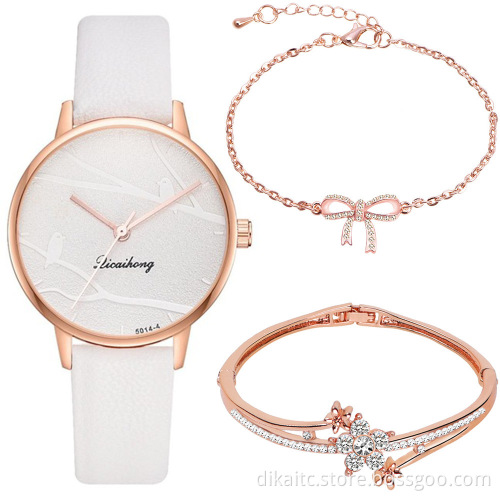 Hot Sale Watch Gift Set 3PCS Charm Bracelet Quartz Watches For Women Party Jewelry Sets For Girls Wholesale Conjunto de reloj